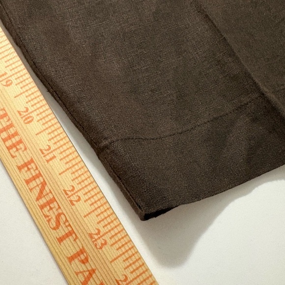 Lino by Chico's Chocolate Brown Linen Pull On Cropped Relaxed Fit Elastic Waist - Picture 7 of 11